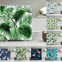 Palm Leaf Plantain Leaf Tropical Flamingo Parrot Background Shower Curtain Natural HOME Decoration Polyester Waterproof