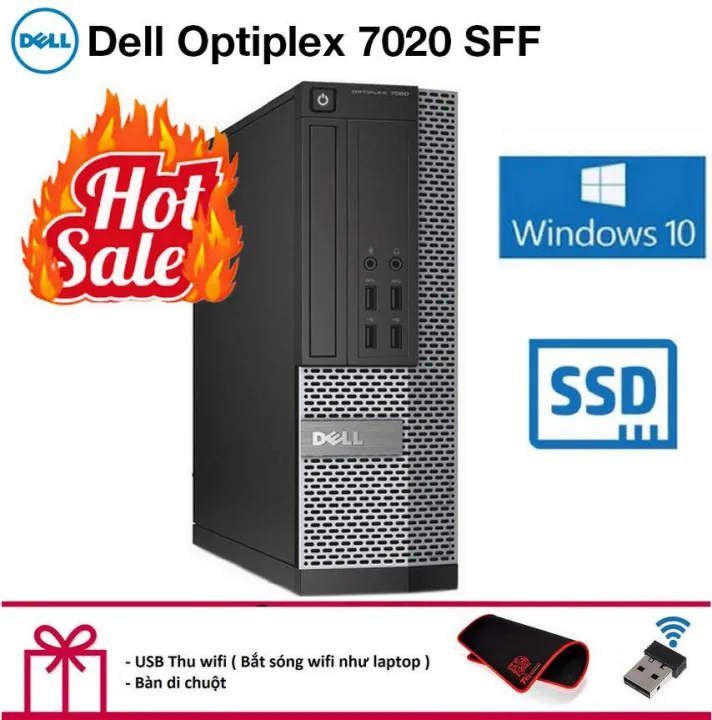 Trả góp 0%]Máy tính để bàn Dell Optiplex 7020 SFF CPU intel core i5 4570 -  Ram DR3 4GB - Ổ cứng SSD 120GB. Tặng Bàn Di Chuột và USB Thu Wifi. |  