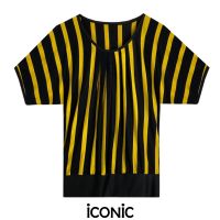 iCONiC YELLOW STIPLY TOP #6937 เสื้อผญ ผ้ายืด ลายทางใหญ่ ทรงหลวม ใส่ได้ตั้งแต่ S-XL ยาว25" จั้มเอว เสื้อแฟชั่น เสื้อพิมพ์ลาย เสื้อออกงาน เสื้อชายทะเล