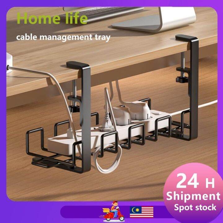 [Ready Stock]No Need to Drill Under Desk Cable Management Tray Clamp