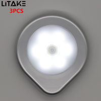 LITAKE โคมไฟกลางคืนหยดน้ำตา6LED ไฟใต้ตู้เซ็นเซอร์ตรวจจับการเคลื่อนไหว3ชิ้น/ชุดสำหรับตู้เสื้อผ้าตู้ตู้เสื้อผ้า