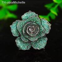 【hot】卐☋  OKILY-Alfinetes de broche luxo rosa zircão para mulheres flores retrô corsage camélia criativo acessórios fashion ornamento