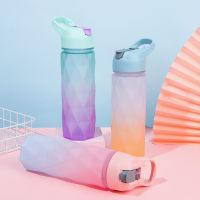 【CW】 600 ml Gradient Bottle with Leakproof Drinking Cup Outdoor Kettle Drink Jugs