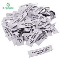 50PCs Fabric Label Tags Handmade With Love Labels For Clothing Tags Sewing Crafts DIY Hat Bags Hand Made Garment Sew Accessories Stickers Labels