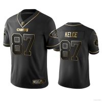 Plus Kansas City Chiefs NFL Football Jersey Kelce Mahomes T Shirt Jersey Balck Vintage Gold Loose Casual Tee เสื้อกีฬา ชุดกีฬา เสื้อลาย