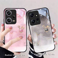 เคสโทรศัพท์เคสสำหรับ Xiaomi Redmi Note 12 4G Redmi Note 12 5G 12 Pro เคสสำหรับ Xiaomi 13T 13T Pro ใหม่เคสภาพวาดหมึกฟอยล์รูปกระต่าย3D น่ารักฝาครอบเลนส์กล้องกันกระแทกกระจกเทมเปอร์กันสิ่งสกปรกเปลือกทนต่อรอยขีดข่วน Ins