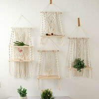 【cw】Macrame Wall Hanging Tapestry Shelves Wooden Wall Shelf Candle Holder Floating Shelves Plant Hanger Home Christmas Decor ！