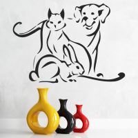 Pet Shop living room background wall fashion vinyl pet animals rabbits cats and dogs wall stickers living room decoration F-86