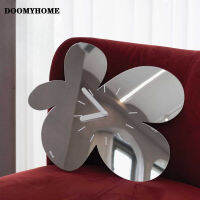 ห้องนั่งเล่นลม DOOMYHOME นาฬิกาแขวนกระจกนาฬิกา Wind Flower ครีมซิมเปิลทางเข้าห้องนอนนาฬิกากระจกตกแต่งบ้าน