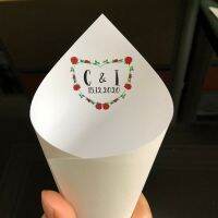 Royal Wedding personalized logo design pearly ivory Confetti Rice Cones 15 cm 120 g Just married car Square Paper