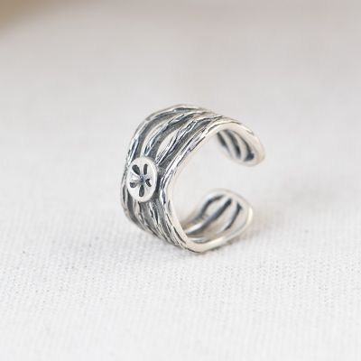 [COD] 金鹿王 S925 แหวนเครื่องประดับเงินวินเทจสีเงิน ขี้ผึ้งผู้หญิงดอกโบตั๋นแฟชั่นอัญมณีแหวน