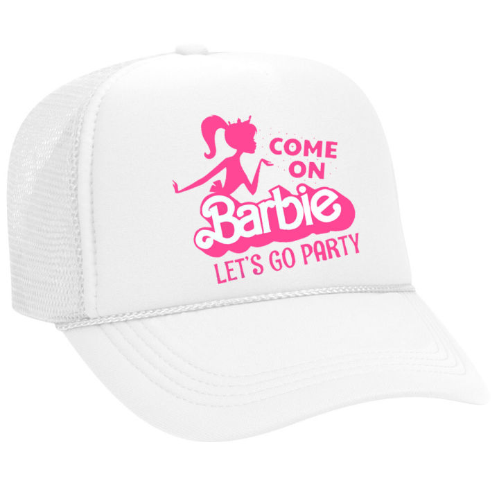 หมวกเบสบอลบาร์บี้สีชมพูหมวกแบบตาข่ายชายหาดหน้าร้อนสำหรับผู้หญิง-หมวกบังแดดตุ๊กตาบาร์บี้สีชมพู
