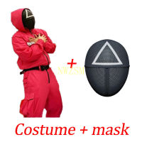 Squid Game Costume Mask Cosplay Jumpsuit Round Six Square Circle Triangle Plastic Helmet Masks Halloween Party Costume