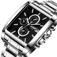 Rectangle Fashion Men Wristwatch Stainless Steel Watchband Casual Business Watches Sports Waterproof Big Dial Clock Male Watches