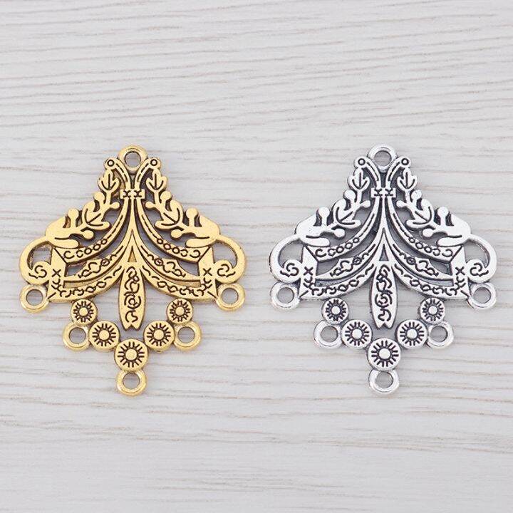 20-x-tibetan-silver-gold-color-earring-chandelier-connectors-charms-pendants-double-sided-for-jewelry-making-findings-33x29mm