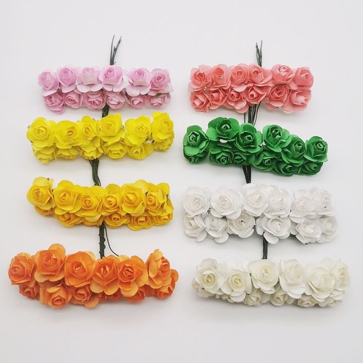 a-shack-12ชิ้นหัวดอกไม้ประดิษฐ์กระดาษดอกไม้ใช้สำหรับงานแต่งงานตกแต่งสี