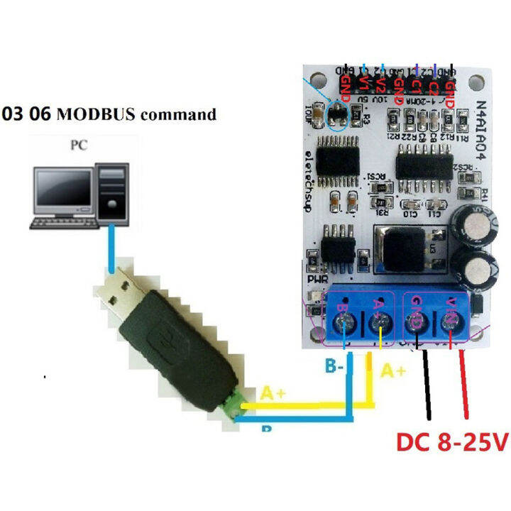 4CH DC 12V 4-20mA 0-5V 0-10V Voltage Signal Acquisition RS485 Modbus ...