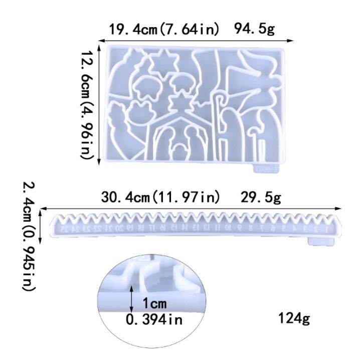 2ชิ้นจุติปฏิทินเรซิ่นแม่พิมพ์เครื่องประดับคริสต์มาสแม่พิมพ์นับถอยหลังไปยังเครื่องประดับคริสต์มาสแม่พิมพ์ชุด-diy-บ้าน-decors-แม่พิมพ์