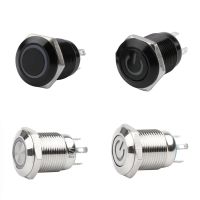 12mm Waterproof Oxidized Black Metal Button Switch with LED Lamp Momentary Latching PC Power Switch 3V 5V 6V 12V 24V 220V