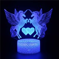 3D Unicorn Night Light for Kids, USB LED Lamp Night Light Illusion Horse Color Changing Table Light for Adult Kids Room Decor