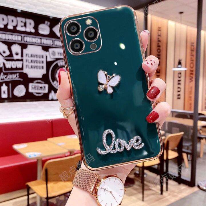 เคสโทรศัพท์สําหรับ-iphone-14-13-12-มือถือแบบนิ่ม-กันกระแทก-ลายผีเสื้อ-แวววาว-หรูหรา