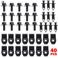 40PCS Engine Splash Shield Guard Undertray Cover Screws Bolt Nut Clip Kit Bumper Fender Liner Push Retainer Fastener Rivet Clips