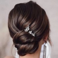 3pcs Women Bridal Tiaras Silver U-shaped Hairpin Forks Crystal Color Hair Clips Girls Side Pins Crowns Wedding Hair Jewelry