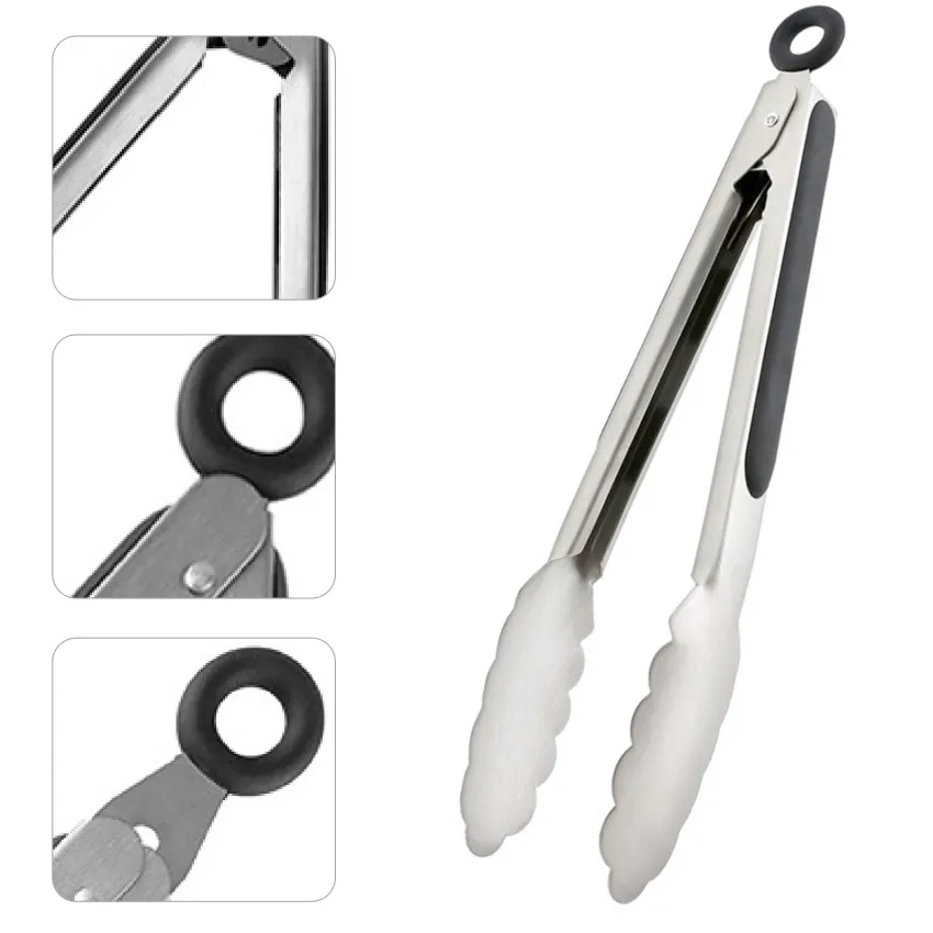 Stainless Steel Kitchen Tongs Set of 2-9 Inch, Locking Metal Food Cooking  Tongs