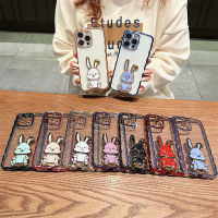 ฝาหลังพับเป็นขาตั้งกระต่าย2023ตัวสำหรับ IPhone 11 12 13 14 Pro Max เคสสำหรับ IPhone X XR 7 8 Plus เคสเคสโทรศัพท์คลื่นเคลือบโลหะด้วยไฟฟ้าหรูหราสำหรับเด็กผู้ชายและเด็กผู้หญิง