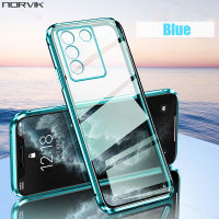 เคสนิ่มใสสำหรับ Vivo V27 / V27 Pro กันกระแทกเคสมือถือโปร่งแสงซิลิโคนขอบตรงขอบเลนส์ตัวป้องกันปลอกเคสฝาหลังสุดหรู-N2