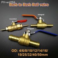 4/6/8/10/12/14/16/19/25/32/40/50mm Hose Barb Red Handle Valve Inline Brass Water Oil Air Gas Fuel Line Ball Valve Pipe Fittings