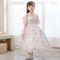 [COD] Chinese style super fairy childrens Hanfu waist ancient costume Tang suit improved cheongsam girls dress