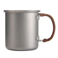 Ultralight 450ml Titanium Coffee Cup Tea Cup Water Mug with Foldable Handles for Home Outdoor Camping Hiking Backpacking Picnic