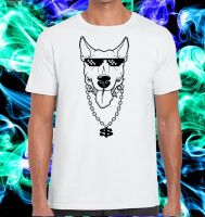 Eksklusif Gairah Bull Terrier Anjing Dengan Kacamata Preman Dan Kalung 2019 Mode Mode Pria Dicetak T Shirt Desain Kustom S-4XL-5XL-6XL