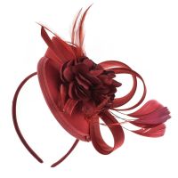 Women Elegant Feather Flower Top Hat Pillbox Headband Hair Clip for Wedding Bridal Festival Party Banquet Hair