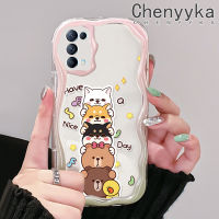 เคส Chenyyka สำหรับ OPPO Reno 5 5G Reno 5K 5G เคสพบ X3 Lite ลายสัตว์ในวันดีดีไซน์ใหม่เนื้อครีมลายคลื่นกันกระแทกแบบใสนิ่มเคสมือถือโปร่งใสลายกล้องถ่ายรูปเรียบง่ายอ่อนโยนฝาครอบป้องกัน