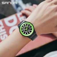 Sanda นาฬิกาข้อมือควอตซ์แฟชั่น กันน้ํา สีพื้น เรียบง่าย สําหรับ Uni 3207-11