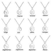 Oly2u Stainless Steel Star Zodiac Sign 12 Constellation Choker Necklaces Pendants Aries Libra Leo Collier Birthday Gift