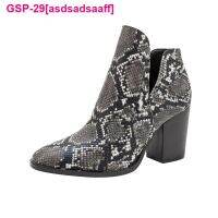 Asdsadsaaff พารามัลเฮอร์ข้อเท้าหนาปานกลาง Dedo Apontado Corte Snakeskin Emilhados Fêmea Luxo Nova Moda