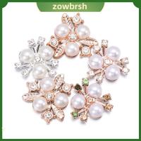 ZOWBRSH 10PCS ที่เป็นประกาย รูปดอกไม้ คริสตัล กระดุมมุก คลิปหนีบหมวก ปุ่ม Rhinestone กิ๊บติดผมไข่มุก