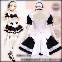 Japanese  Amine Gothic Maid Lolita Vestido Cosplay Costume Black White Cute Waiter Uniform Halloween Stage Perfoemance Dresses