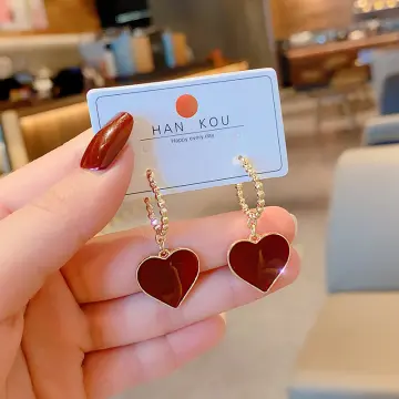 Amazon.com: Frodete Heart Dangle Earrings for Women, Gold Valentines Day Earrings  Red Velvet Heart Shaped Earrings for Girls Forever Love Earrings for Teen  Girls: Clothing, Shoes & Jewelry