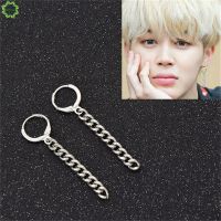 [Bayar Di Tempat]Korean Fashion Kpop BTS JIMIN Silver Disepuh Tassel Dangle Earrings 1 Pair Baru