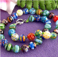 1PCSLot Millefiori Glass Lampwork Murano Round Beads Necklace HOT