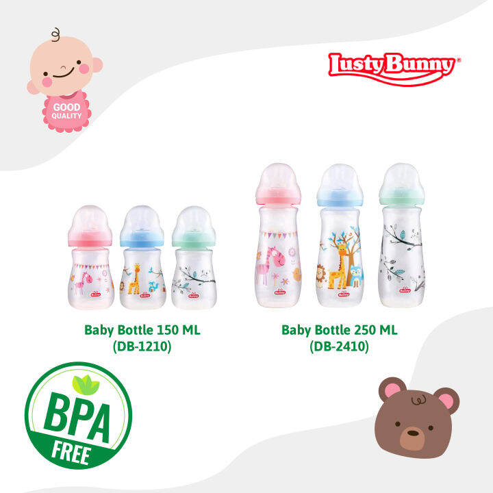 Lusty Bunny Standard Neck Baby Milk Bottle Susu with cute assorted cartoon design (150ml/250ml) BPA Free | Lazada Lusty Bunny Standard Neck Baby Milk Bottle Susu with cute assorted cartoon design (150ml/250ml) BPA Free | Lazada