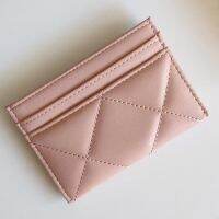 Luxury Woman Card Holder Genuine Leather Coin Purse Rhombus Wallet Soft Designer Sheepskin Credit Card Bag Short Grid Pattern Card Holders