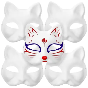 5 Pcs Therian Mask Cat Face Masquerade Halloween Masks Adults Blank