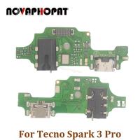 สำหรับ Tecno Spark 3 Pro แท่นชาร์จยูเอสบี KB8 KB3หูฟังช่องเสียบปลั๊กแจ็คเสียงไมค์ไมโครโฟนบอร์ดชาร์จแบบยืดหยุ่น