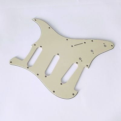 ；‘【；。 Cream Color 3 Ply 11 Holes SSS Guitar Pickguard Anti-Scratch Plate For ST FD Electric