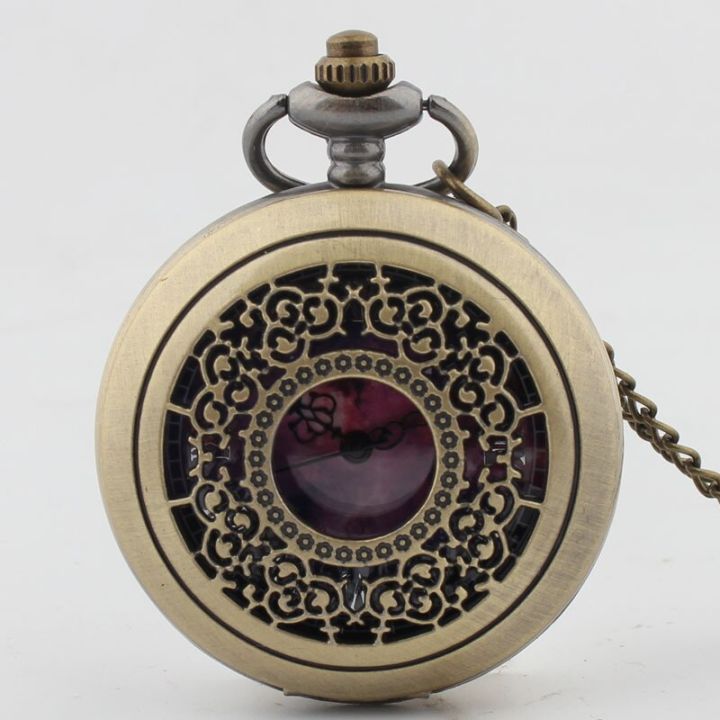 นาฬิกาพกสีบรอนซ์ควอตซ์วินเทจแบบโบราณหน้าต่างดอกไม้ของขวัญที่ดีที่สุดสำหรับผู้ชายผู้หญิง
